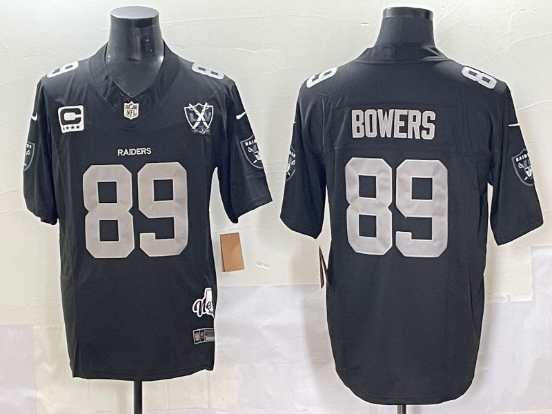 Men 2025 Oakland Raiders #89 Bowers Black Throwback Three generations Nike Limited NFL Jersey style 22->seattle mariners->MLB Jersey